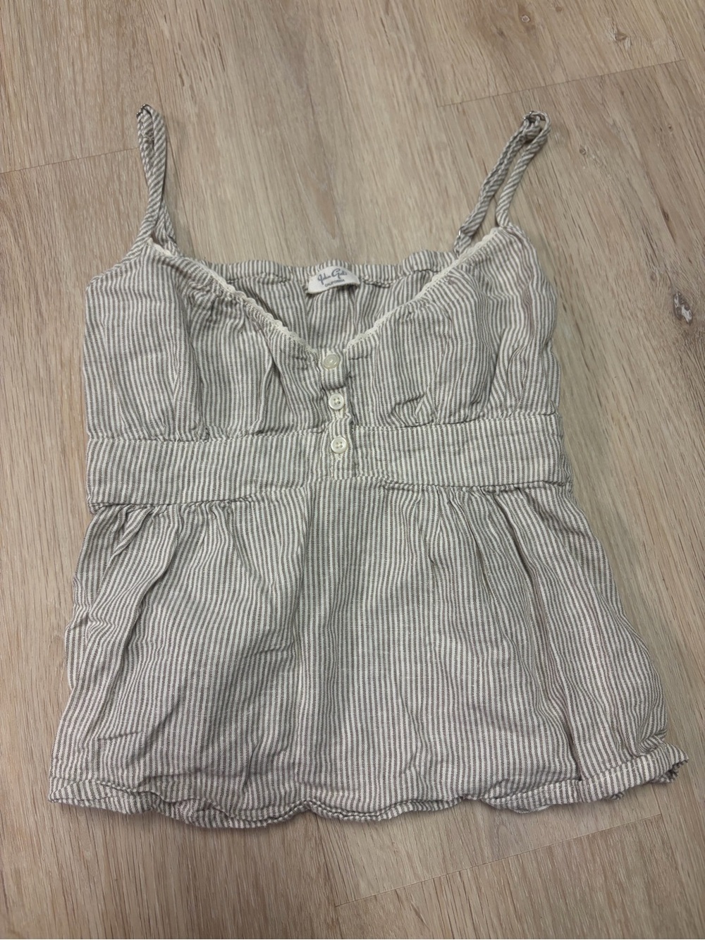 Brandy Melville Beige Striped Spaghetti Strap Tank